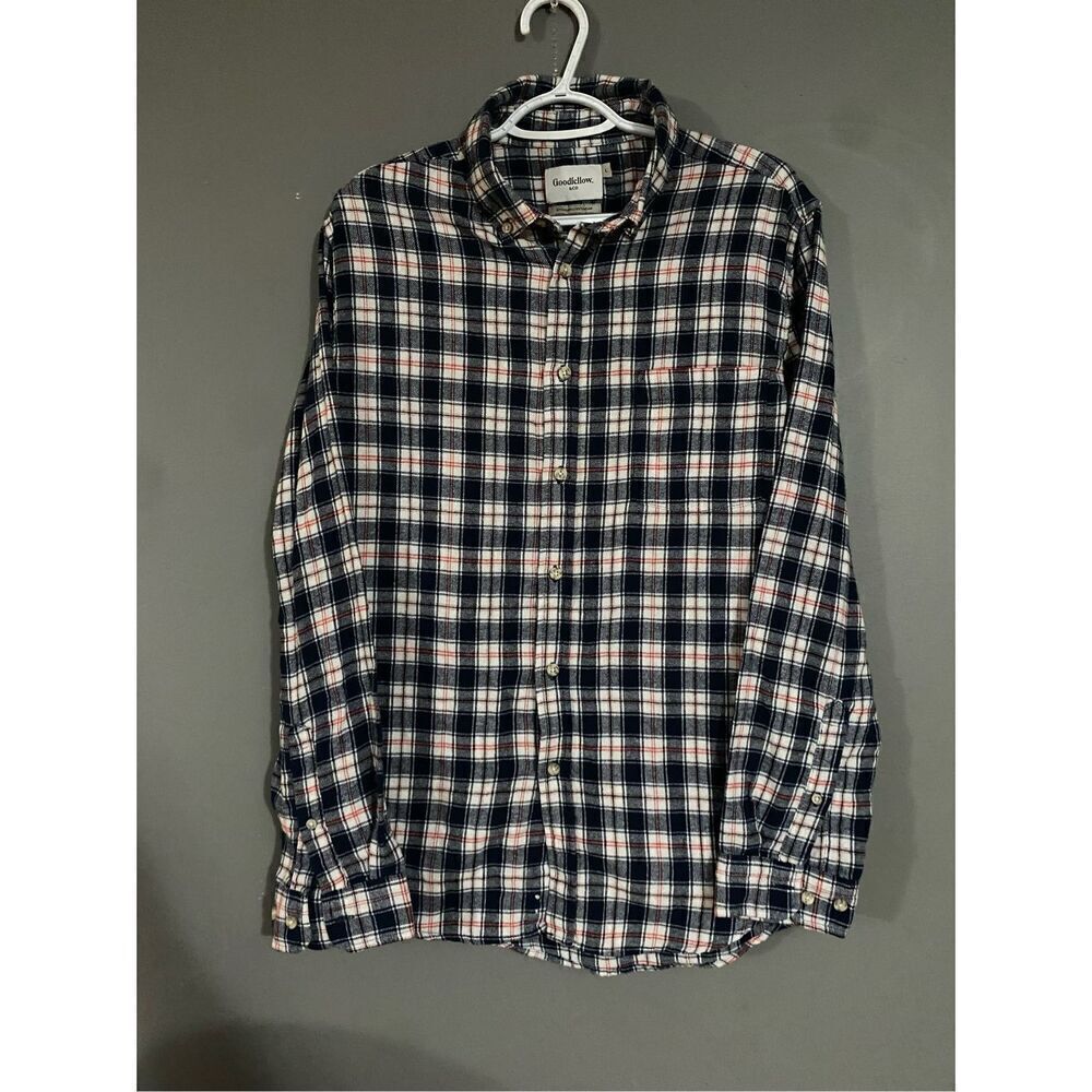 Goodfellow & Co Blue Red Flannel Button Up Top Size Large
